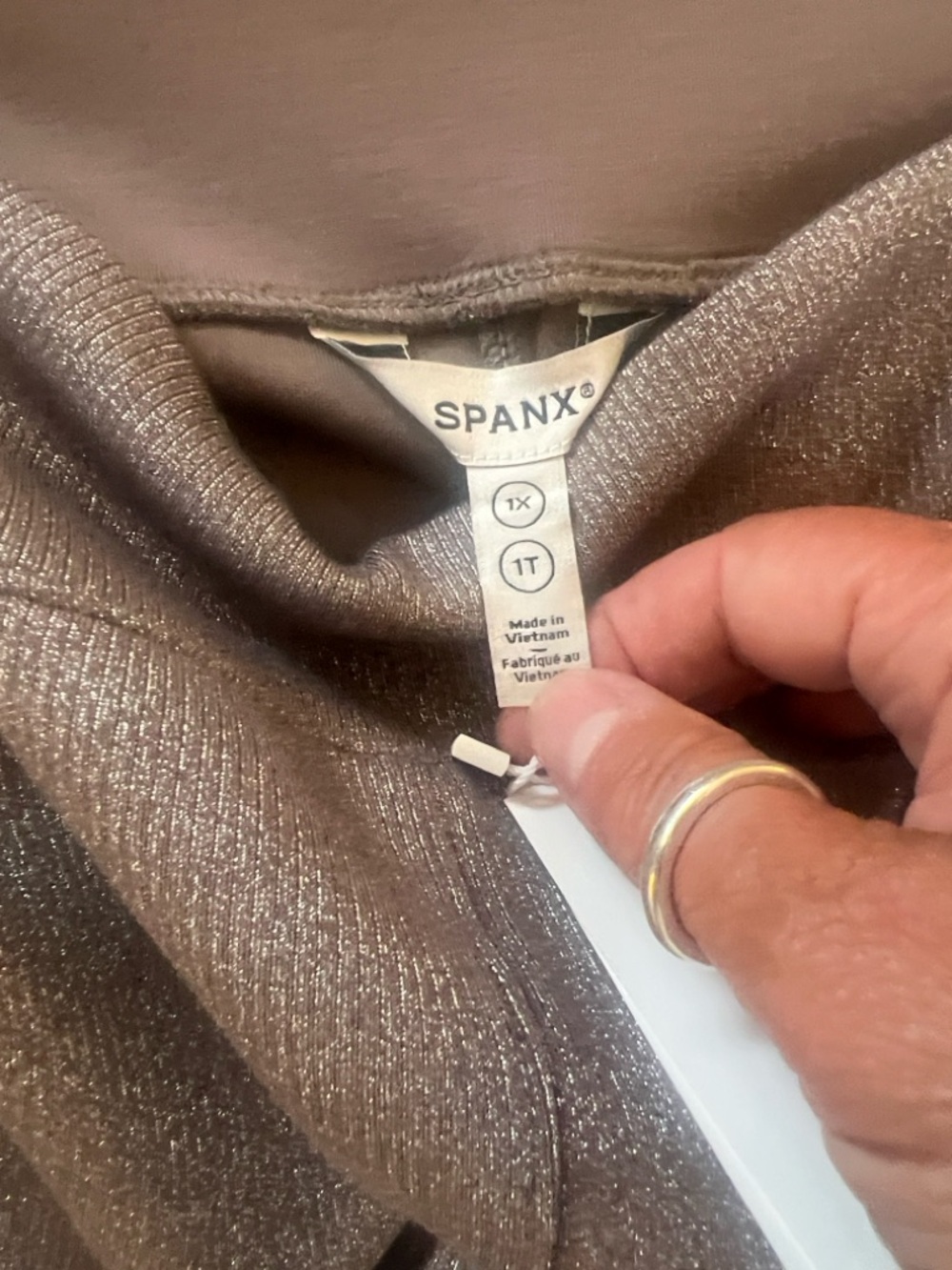 SPANX Taupe Zip-Front Hoodie and Pants with Matching Trim - Picture 8 of 13